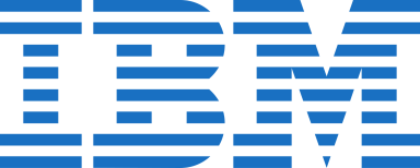Logo von IBM in blauer Schrift auf weißem Hintergrund.