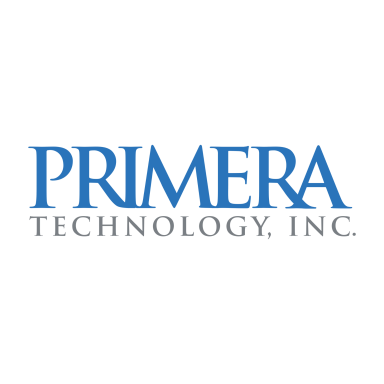 Logo von Primera Technology, Inc. in blauer Schrift auf weißem Hintergrund.