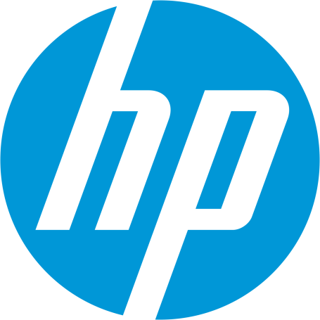 Logo von HP in Blau, bestehend aus einem stilisierten "hp" in einem Kreis.
