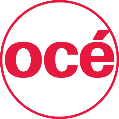 Logo von Océ in roter Schrift innerhalb eines roten Kreises.