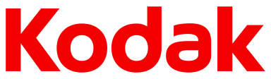 Rotes Kodak-Logo auf weißem Hintergrund.