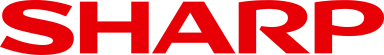 Rotes "SHARP"-Logo auf weißem Hintergrund.