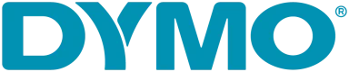 Dymo-Logo in Türkis mit klarer Schriftart und modernem Design.